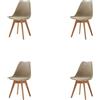 HJhomeheart Sedie Sala da Pranzo, Set di 4 Sedie, Gambe in legno massello, Design Nordico Ergonomico, Sedie Cucina, Sedie Moderne (Beige-4)