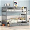 Moimhear Lettini a castello, 90 x 200 cm, letti funzionali, letto a castello con cassetti, letti convertibili (grigio)