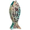 Keyhomestore- Decorazione a forma di pesce, realizzato in metallo, portacandela decorazione colorata da interno o da giardino statuetta pesce animale con finiture arredo casa - altezza cm 29