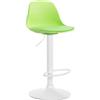 CLP Sgabello Design Kiel In Polipropilene E Similpelle I Sgabello Bar Cucina Imbottito Girevole E Regolabile, Colore:verde, Colore del telaio:bianco