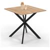 IDMarket - Tavolo da pranzo quadrato ALIX per 4 persone con gambe in legno e ragno nero 80 cm