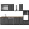Vicco Cucina componibile Fame-Line, Antracite-oro rustico, 300 cm con armadio alto, PL Rovere, espandibile con moduli aggiuntivi e disposizione variabile