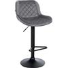 CLP Sgabello da bar Kasson | struttura in metallo | Sgabello da banco regolabile in altezza e girevole a 360°, Colore:grigio scuro, Materiale:Velluto