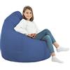 Italpouf Poltrona Sacco XL, Interno, Ecopelle, Adulti e Bambini, Riempimento Perle Polistirolo, Blu, 115x90 cm