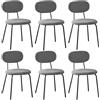 WAFTING Set di 6 Sedie da Pranzo Moderne, Sedie da Cucina Impilabili Imbottite in Tessuto Teddy con Gambe in Metallo, per Sala da Pranzo, Cucina, Soggiorno e Camera da Letto-Grigio Scuro