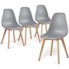 BenyLed Set di 4 Sedie da Pranzo Moderna Sedia Laterale con Sedile in PP e Gambe in Legno di Faggio ideale per Sala da Pranzo, Cucina, Soggiorno, Camera da Letto (Grigio)