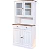 Inter Link - Vetrina - Credenza - Mobile da pranzo - Stoviglie - Legno massiccio FSC - 4 ante - 2 cassetti - Westerland - 5.2, Bianco/Seppia