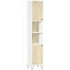 kleankin Mobile Colonna da bagno, armadio ad alta piedina, 2 armadi con ripiano e 2 nicchie aperte, 30 x 31,5 x 169 cm