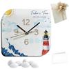 Doni Bomboniere Matrimonio 1 pz Orologio in Ecopelle con Stampa Faro e Onde Marine Evento Tema Mare Cresima Comunione Anniversario Personalizzabile Artigianale Idee Complete (MOD. 07-22 x 22 cm)