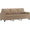 vidaXL Divano a 3 Posti Cappuccino 180 cm in Similpelle, divano, divano da salotto, seduta, divano imbottito, divano da soggiorno