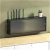 Generic Scatola Porta Router Wifi da Parete Legno Massiccio Pannello Porta in Acrilico Fori Multipli per i Cavi Mobile Nascondi Router WiFi Decorazione a Parete(Black,55.3 * 10 * 20cm)