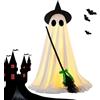 Generico Fantasma Illuminato Da Esterno - 145x80 Cm Fantasma In Piedi Con Scopa Da Per Esterni | Decorazione Spaventosa Illuminante | All'aperto In Piedi incantatrice Scopa Per Prato Cortile Giardino Terrazzo