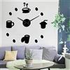BST Coffee Bar Orologi da Parete Decorativi 3D Decorazioni da Cucina Cafe Bevande Calde Shop Chicchi di caffè Decorazioni d'Arte da Parete Orologio da Parete Super Grande DIY (Nero, 47)