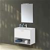 Inbagno Mobile Bagno sospeso 80 cm Un cassetto Bianco Lucido con Specchio Reversibile 62x78 con Lampada a LED 30