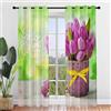 Surwin Tende per Interni, Tende a Vetro con Occhielli, Serie Tulipano 2 Pezzi Tende Camera da Letto, Tende Voile Semi Trasparenti, per Camera da Letto, Cucina, Soggiorno (140x275cm,Primavera)