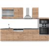 Vicco Cucina componibile Fame-Line, Rovere dorato/bianco, 300 cm con armadio alto, senza piano di lavoro, per l'espansione personalizzata con moduli aggiuntivi
