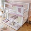 Dolamaní Letto a castello 2 bambini 90 x 200 cm con finestre e rete anticaduta, 2 cassetti con ruote, gronda rosa (bianco+rosa B (con tenda)