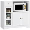 HOCSOK Credenza Microonde Cucina, Credenza Soggiorno Moderno, Armadietto da Terra con 3 Ante, adatto per Cucina, Soggiorno, Bianco, 90x40x82cm