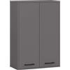 AKORD Mobiletto Bagno Sospeso FIN 64 cm - 2 Ante, 4 Ripiani - Pensile Bagno Salvaspazio Opaco 64x94x30 cm - Armadietto Modulare Sospeso per Spazi Stretti - Grigio Grafite & Grigio Grafite
