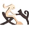 Jooehyer Statua di Famiglia in Legno, Statua in Legno Fatta A Mano, Scultura in Legno Intagliato per Animali Domestici, Decorazione per Il Desktop, Camera da Letto, Casa, Ufficio, Regalo A