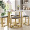 Shye Set tavolo da pranzo con quattro sedie, set da pranzo con piano in MDF e telaio in ferro dorato, sedia in velluto, moderni tavoli e sedie di lusso (grigio)