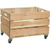 Kistenkolli Altes Land Cassetta per frutta stabile con rotelle/cassapanche, cassetta per mele, vino dal vecchio paese, naturale, dimensioni: circa 54 x 35 x 35 cm (naturale con ruote)