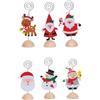 Generico 12x Porta bigliettini segnaposto Assortiti Natale Portabigliettini h. 14 cm Natalizio Babbo Natale, Renna, Elfo, Mini bomboniera 6 soggetti con Base in Legno Naturale