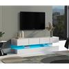 boorbin Mobile per TV a LED, a parete, per TV, 16 colori, per TV fino a 55 pollici, colore bianco, 130 x 33 x 15 cm