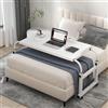 GLHKFBD Tavolino da Letto Colazione Tavolo Letto Regolabile e Portatile,Tavoli per computer mobili regolabili lunghi 45.28-82.68 con ruote scrivania portatile comoda per la lettura (Bianco)