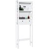 LIFEZEAL Scaffale sopra WC con 2 Cassetti e 2 Ripiani Aperti, Mobile WC in Design Antidumping, Organizer Bagno Salvaspazio in Legno, Capacità di 60 kg, 60 x 20 x 165,5 cm, Bianco