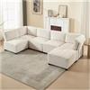Wyibwy Divano angolare grande,308x154x82cm,sofa 6 posti,con tasche portaoggetti,combinabile in modo flessibile in divano a U,a L,divani a letto, divano componibile,modulare,velluto a coste,Beige