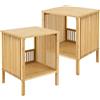[en.casa] Set di 2 Comodini in Bambù Tavolino da Divano con Scomparto Struttura a Griglia Tavolino Laterale 50 x 38,5 x 33 cm Color Naturale