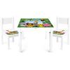 leomark tavolo e 2 sedie in legno per bambini 60x60x49 cm, stabile set per camera dei bambini, sala comune, scuola materna, asilo nido, mobili per bambini, Yeti colore ANIMALI