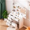 Ereousa Toeletta Trucco con Specchio e Sgabello, Postazione Make-up Robusta con Luci Dimmerabili e Guida Video, Scrivania da Trucco con 6 Cassetti e 6 Ripiani, Bianco, 36×80×131 cm, H122607