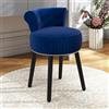 GIANTEX Sedia per toeletta, sgabello da trucco con schienale, sedia imbottita in velluto con gambe in legno di gomma, moderna poltrona senza braccioli, per camera da letto, spogliatoio, soggiorno (blu