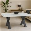 Yellowshop - Tavolo da pranzo Oliver allungabile moderno in legno Effetto MARMO BIANCO con gambe a X antracite - design elegante per sala soggiorno (180/240x90 cm)