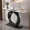 TUPAFJU Moderno tavolo da consolle decorativo in ferro con piano in pietra, tavolo stretto dietro il divano, per ingresso, corridoio, soggiorno(Black,100CM-A)