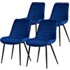 ML DESIGN modern living ML-Design Set di 4 Sedie per Sala da Pranzo Blu Scuro Seduta in Velluto con Gambe in Metallo Nero Sedie da Cucina con Schienale Sedie da Soggiorno Imbottite per Ufficio Poltrone
