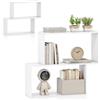 HOMASIS Libreria Verticale a 3 Ripiani, Scaffale a Forma di S con Dispositivo Antiribaltamento, Libreria Divisoria Ambiente in Legno per Soggiorno, Studio, Ufficio, 80 x 22 x 70 cm (Bianco)