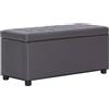 vidaXL Legno Pino/Pioppo Cassapanca Grigia in Similpelle Pouf Panchina Cassa