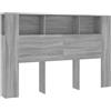 vidaXL Testiera con Scomparti Grigio Sonoma 160x18,5x104,5 cm
