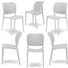 REDÒKASA Set 6 sedie in polipropilene MADE IN ITALY ORBITA, impilabile, resistente ai raggi UV, design moderno, ideale per sala da pranzo, cucina, sala d'attesa, bar, ristoranti o giardino (6, Bianco)