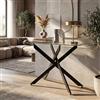 SOARS Tavolo Consolle in Vetro Temperato 115 x 45 x 78 cm, Consolle Ingresso Telaio Robusto con Gambe in Metallo Incrociate e Piedini Regolabili, Salvaspazio, per Soggiorno e Corridoio