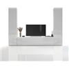 WHOUS Parete Attrezzata MARUSKA per Soggiorno in Legno, 2 Colonne e 1 Porta TV, 260x30x180 cm, Bianco Lucido