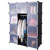 Aufun armadio portatile fai da te,armadio combinato modulare, armadio pieghevole,sistema di scaffali senzasalvaspazio, cubo ideale per riporre libri, giocattoli,file111 x 37 x 147 cm(12cubi, nero)
