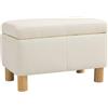 HOMCOM Camera da letto Storage Chest 33L Puff Storage Panca imbottita in PU con gambe in legno per corridoio e soggiorno 60x38x40 cm Crema