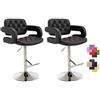 CLP Set 2 Sgabelli Design Dublin in Similpelle I Coppia Sedie Bar Girevoli E Regolabili 65-85 CM, Colore:Nero