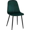 CLP Sedia Moderna Giverny Da Pranzo Con Cuciture Decorative I Fodera In Tessuto O Velluto I Telaio In Metallo, Colore:verde, Materiale:Velluto