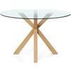 Iconik Interior Tavolo da pranzo rotondo, 120 cm, in vetro, colore: Tauwa naturale