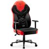 DIABLO X-Gamer 2.0 Sedia Gaming Gamer da Ufficio Design Ergonomico Cuscino Lombare Rivestimento in Tessuto Braccioli Confortevoli (Nero-Rosso)